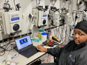 Nazareth Prep intern A'Rondae Morris working on Perimeter Surveillance Units at Intertech Ci.